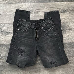 American Eagle Distressed Black Mom Jean, Size 0